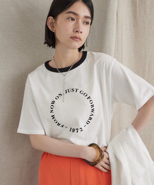 AMERICAN HOLIC(アメリカンホリック)の「半袖フロッキーロゴカットプルオーバー(Tシャツ/カットソー・レディース・ブラック/オフホワイト・M/L)」の2枚目の写真