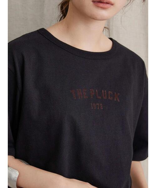 AMERICAN HOLIC(アメリカンホリック)の「半袖フロッキーロゴカットプルオーバー(Tシャツ/カットソー・レディース・ブラック/オフホワイト・M/L)」の1枚目の写真