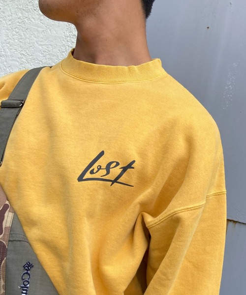 lost/ロスト オーバーサイズ バックプリントトレーナー/ヴィンテージ加工 クルーネックスウェット/裏起毛 L22FW-A