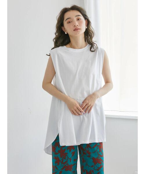 バックフレア切り替えノースリーブチュニック