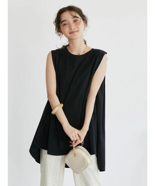 バックフレア切り替えノースリーブチュニック