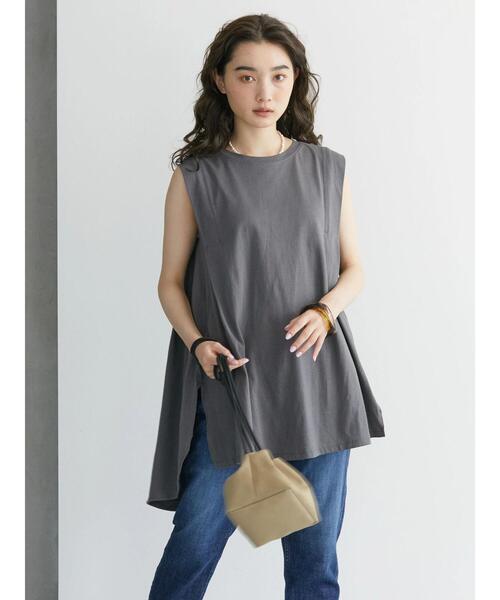 バックフレア切り替えノースリーブチュニック