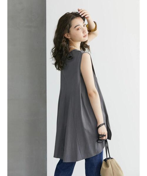 バックフレア切り替えノースリーブチュニック