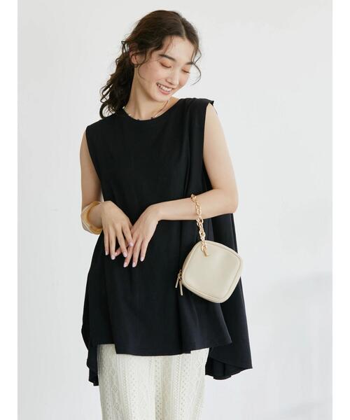 AMERICAN HOLIC(アメリカンホリック)の「バックフレア切り替えノースリーブチュニック(Tシャツ/カットソー・レディース・グレイッシュベージュ/ブラック/オフホワイト/チャコールグレー・M/L)」の5枚目の写真