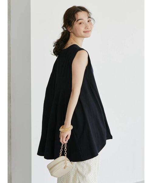 AMERICAN HOLIC(アメリカンホリック)の「バックフレア切り替えノースリーブチュニック(Tシャツ/カットソー・レディース・グレイッシュベージュ/ブラック/オフホワイト/チャコールグレー・M/L)」の7枚目の写真
