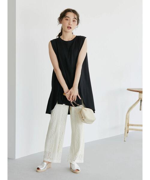 AMERICAN HOLIC(アメリカンホリック)の「バックフレア切り替えノースリーブチュニック(Tシャツ/カットソー・レディース・グレイッシュベージュ/ブラック/オフホワイト/チャコールグレー・M/L)」の11枚目の写真