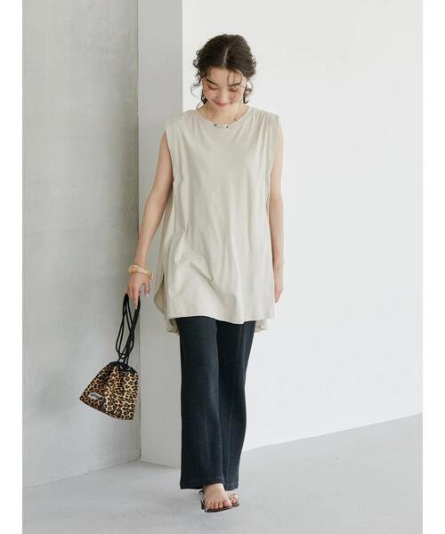 AMERICAN HOLIC(アメリカンホリック)の「バックフレア切り替えノースリーブチュニック(Tシャツ/カットソー・レディース・グレイッシュベージュ/ブラック/オフホワイト/チャコールグレー・M/L)」の18枚目の写真