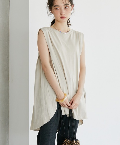 バックフレア切り替えノースリーブチュニック