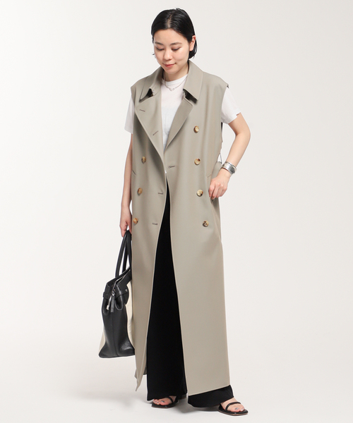 極美品定価58300円22AW AP STUDIO スリーブレストレンチコート 極美品定価58300円22AW AP STUDIO スリーブレストレンチコート