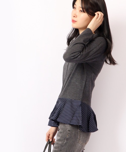 TRANOI（トラノイ）の「TRANOI ペプラム付きニット（ニット/セーター・レディース・ブラック/ネイビー/グレー・FREE）」の12枚目の写真