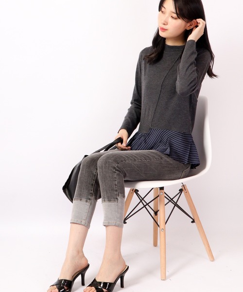 TRANOI（トラノイ）の「TRANOI ペプラム付きニット（ニット/セーター・レディース・ブラック/ネイビー/グレー・FREE）」の14枚目の写真