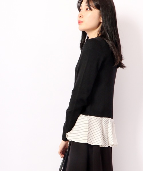 TRANOI（トラノイ）の「TRANOI ペプラム付きニット（ニット/セーター・レディース・ブラック/ネイビー/グレー・FREE）」の6枚目の写真