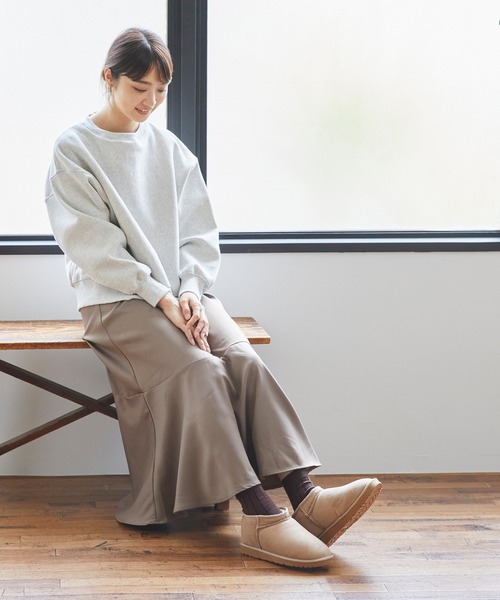 mooimooi（モーイモーイ）の「撥水　ショートムートンブーツ（ブーツ・レディース・チャコールグレー/キャメル/ベージュ/ダークブラウン/ブラック/アイボリー系・3L/L/LL/M/S/4L）」の17枚目の写真