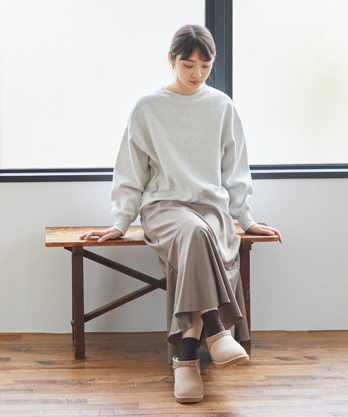 mooimooi（モーイモーイ）の「撥水　ショートムートンブーツ（ブーツ・レディース・チャコールグレー/キャメル/ベージュ/ダークブラウン/ブラック/アイボリー系・3L/L/LL/M/S/4L）」の19枚目の写真