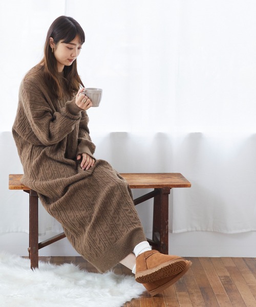 mooimooi（モーイモーイ）の「撥水　ショートムートンブーツ（ブーツ・レディース・チャコールグレー/キャメル/ベージュ/ダークブラウン/ブラック/アイボリー系・3L/L/LL/M/S/4L）」の20枚目の写真