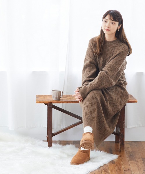 mooimooi（モーイモーイ）の「撥水　ショートムートンブーツ（ブーツ・レディース・チャコールグレー/キャメル/ベージュ/ダークブラウン/ブラック/アイボリー系・3L/L/LL/M/S/4L）」の21枚目の写真