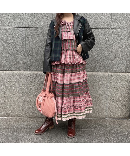 ピンクハウス オリジナルタータンチェックスカート フリル スカート