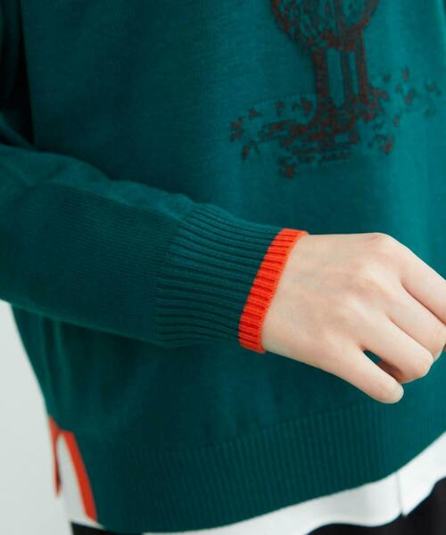 FRAPBOIS（フラボア）の「ドードーニット（ニット/セーター・レディース・ターコイズブルー/グレー・1/2）」の6枚目の写真