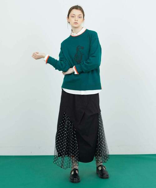 FRAPBOIS（フラボア）の「ドードーニット（ニット/セーター・レディース・ターコイズブルー/グレー・1/2）」の20枚目の写真