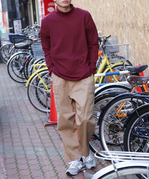 ZIP FIVE(ジップファイブ)の「ピーチスムース 無地 タートルネック ロンT / 長袖 Tシャツ(Tシャツ/カットソー・メンズ・ホワイト/ブラック/ブルーグレー/杢グレー/ワイン/チャコール・MEDIUM/LARGE/X-LARGE)」の21枚目の写真
