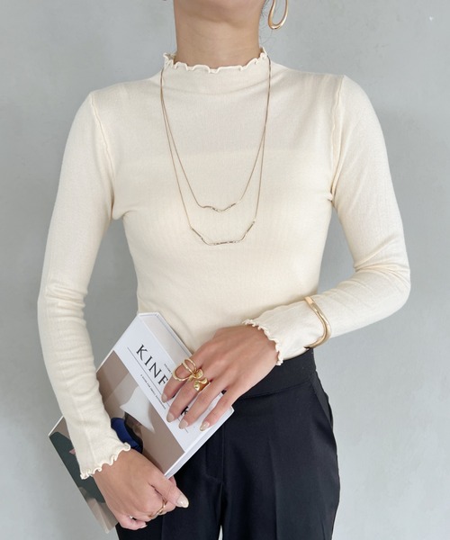 MYMOOD.(マイムード)の「メロウハイネックニットTOPS(ニット/セーター・レディース・ホワイト/ブラック/ブラウン/アイボリー・FREE)」の2枚目の写真