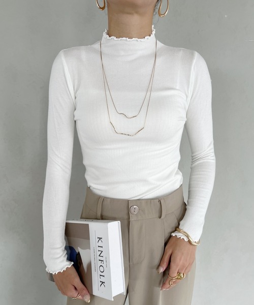 MYMOOD.(マイムード)の「メロウハイネックニットTOPS(ニット/セーター・レディース・ホワイト/ブラック/ブラウン/アイボリー・FREE)」の5枚目の写真