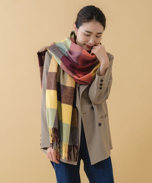 KATHARINE ROSS(キャサリンロス)の「【KATHARINE ROSS】カラフルブロックチェックストール WEB限定(ストール/ショール・レディース・ブラック/ピンク/グリーン/ボルドー・MEDIUM)」の7枚目の写真