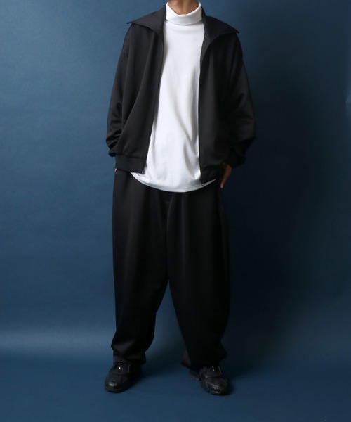 ANPAS（アンパス）の「Wide Silhouette Volume High Neck Track Jacket/別注 ワイドシルエット ボリュームハイネック トラックジャケット ジャージ セットアップ対応（ジャージ・メンズ・ブラック・LL/M/L）」の13枚目の写真