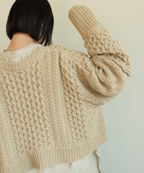 Crisp（クリスプ）の「パターンミックスニットカーディガン（カーディガン/ボレロ・レディース・ブラウン/グリーン/ベージュ・FREE）」の2枚目の写真