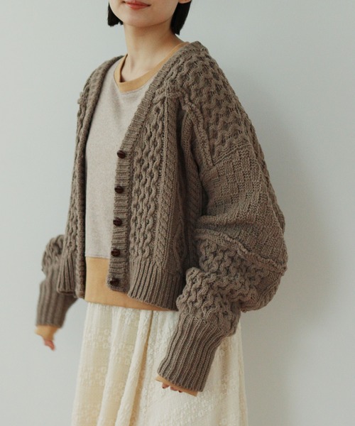 Crisp（クリスプ）の「パターンミックスニットカーディガン（カーディガン/ボレロ・レディース・ブラウン/グリーン/ベージュ・FREE）」の13枚目の写真