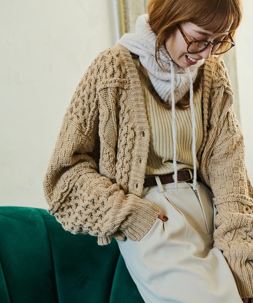 Crisp（クリスプ）の「パターンミックスニットカーディガン（カーディガン/ボレロ・レディース・ブラウン/グリーン/ベージュ・FREE）」の15枚目の写真