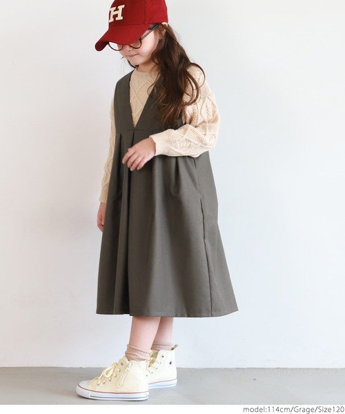 coca(coca)(コカ)の「キッズ 親子お揃い前後2WAYワンピース(ジャンパースカート・キッズ・ブラック/グレイッシュベージュ・100/110/120/130)」の11枚目の写真