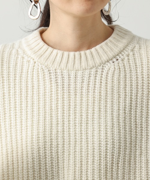 OUVRAGE CLASSE（ウヴラージュクラス）の「片畦ショートニット（ニット/セーター・レディース・オフホワイト/ブラック/ライトグリーン・FREE）」の12枚目の写真