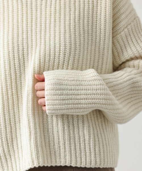 OUVRAGE CLASSE（ウヴラージュクラス）の「片畦ショートニット（ニット/セーター・レディース・オフホワイト/ブラック/ライトグリーン・FREE）」の9枚目の写真