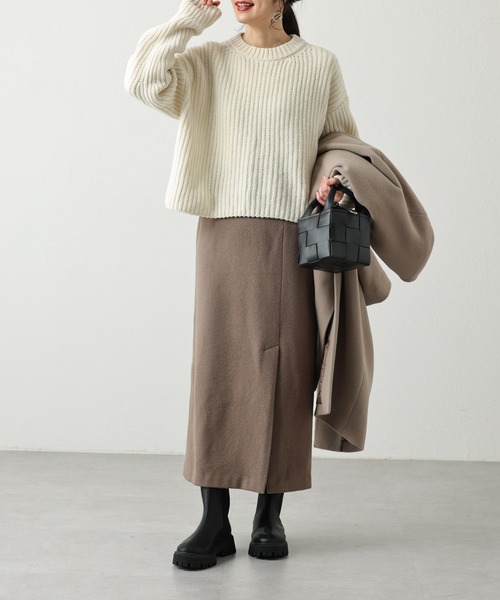 OUVRAGE CLASSE（ウヴラージュクラス）の「片畦ショートニット（ニット/セーター・レディース・オフホワイト/ブラック/ライトグリーン・FREE）」の13枚目の写真