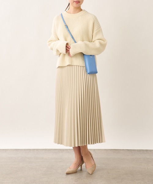 OUVRAGE CLASSE（ウヴラージュクラス）の「片畦ショートニット（ニット/セーター・レディース・オフホワイト/ブラック/ライトグリーン・FREE）」の15枚目の写真