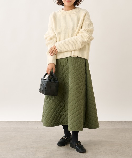 OUVRAGE CLASSE（ウヴラージュクラス）の「片畦ショートニット（ニット/セーター・レディース・オフホワイト/ブラック/ライトグリーン・FREE）」の21枚目の写真