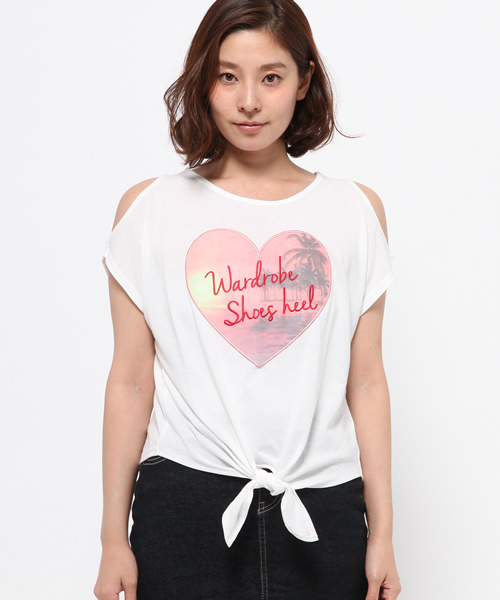 WEGO（ウィゴー）の「WEGO/ハート肩開き前結びTシャツ（Tシャツ/カットソー・レディース・ホワイト系その他/オフホワイト・FREE）」の6枚目の写真