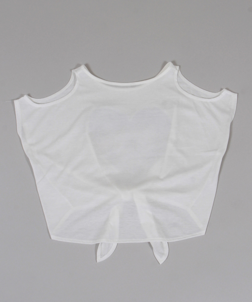 WEGO（ウィゴー）の「WEGO/ハート肩開き前結びTシャツ（Tシャツ/カットソー・レディース・ホワイト系その他/オフホワイト・FREE）」の3枚目の写真