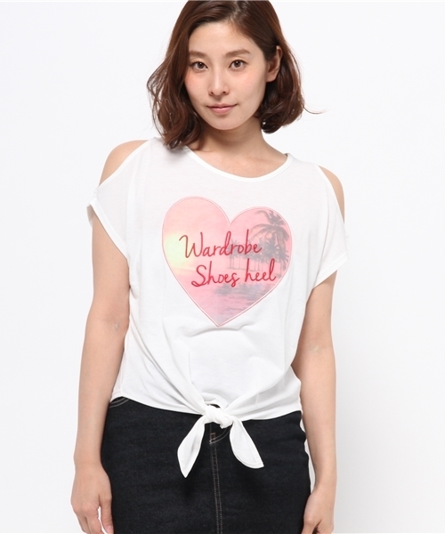 WEGO（ウィゴー）の「WEGO/ハート肩開き前結びTシャツ（Tシャツ/カットソー・レディース・ホワイト系その他/オフホワイト・FREE）」の14枚目の写真