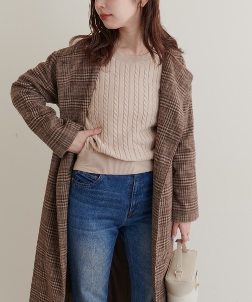 natural couture（ナチュラルクチュール）の「細ケーブル肩釦デザインニット（ニット/セーター・レディース・アイボリー/ベージュ/オレンジ/パープル/ブラック・FREE）」の20枚目の写真