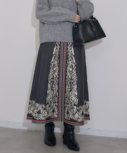 Paradise Picnic（パラダイスピクニック）の「エスニックパネルニットスカート（スカート・レディース・ブラック/グレー/グリーン・FREE）」の3枚目の写真
