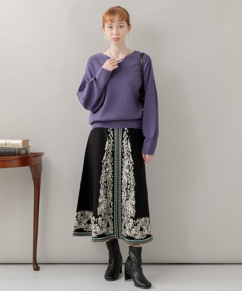 Paradise Picnic（パラダイスピクニック）の「エスニックパネルニットスカート（スカート・レディース・ブラック/グレー/グリーン・FREE）」の4枚目の写真