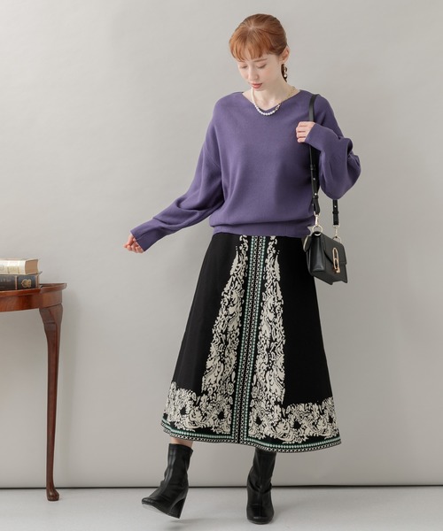 Paradise Picnic（パラダイスピクニック）の「エスニックパネルニットスカート（スカート・レディース・ブラック/グレー/グリーン・FREE）」の5枚目の写真