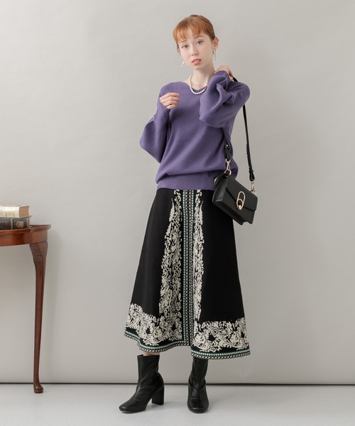 Paradise Picnic（パラダイスピクニック）の「エスニックパネルニットスカート（スカート・レディース・ブラック/グレー/グリーン・FREE）」の6枚目の写真