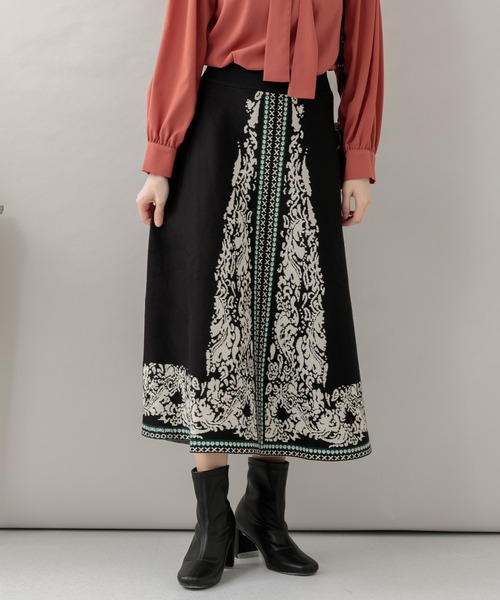 Paradise Picnic（パラダイスピクニック）の「エスニックパネルニットスカート（スカート・レディース・ブラック/グレー/グリーン・FREE）」の20枚目の写真