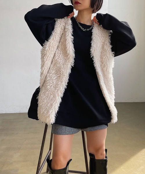 PAGEBOY（ページボーイ）の「BIG裏毛プルオーバー×アームウォーマーSET（スウェット・レディース・ブラック/ターコイズブルー/オートミール・FREE）」の12枚目の写真