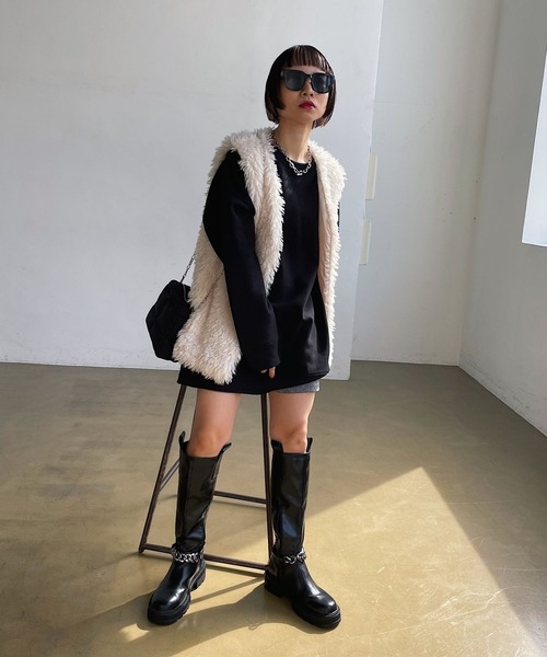 PAGEBOY（ページボーイ）の「BIG裏毛プルオーバー×アームウォーマーSET（スウェット・レディース・ブラック/ターコイズブルー/オートミール・FREE）」の17枚目の写真