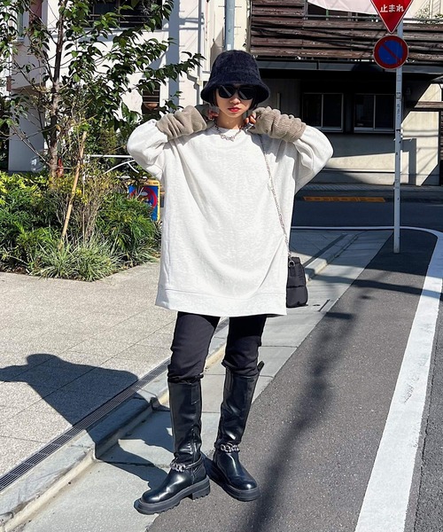 PAGEBOY（ページボーイ）の「BIG裏毛プルオーバー×アームウォーマーSET（スウェット・レディース・ブラック/ターコイズブルー/オートミール・FREE）」の14枚目の写真