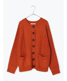 柄編みニットカーディガン